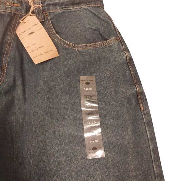 Ring of Fire Men’s Blue Jeans - W34 x L30, Droopy Drop Crotch, NWT - Picture 3 of 10